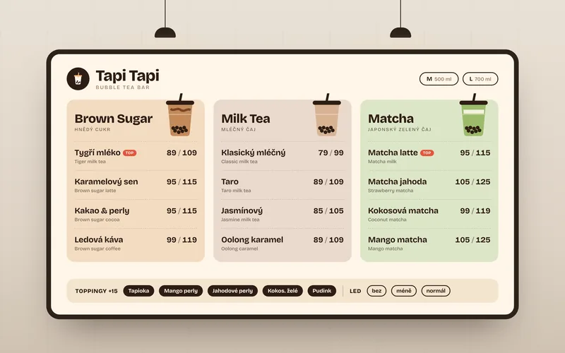 Menu board pro bubble tea
